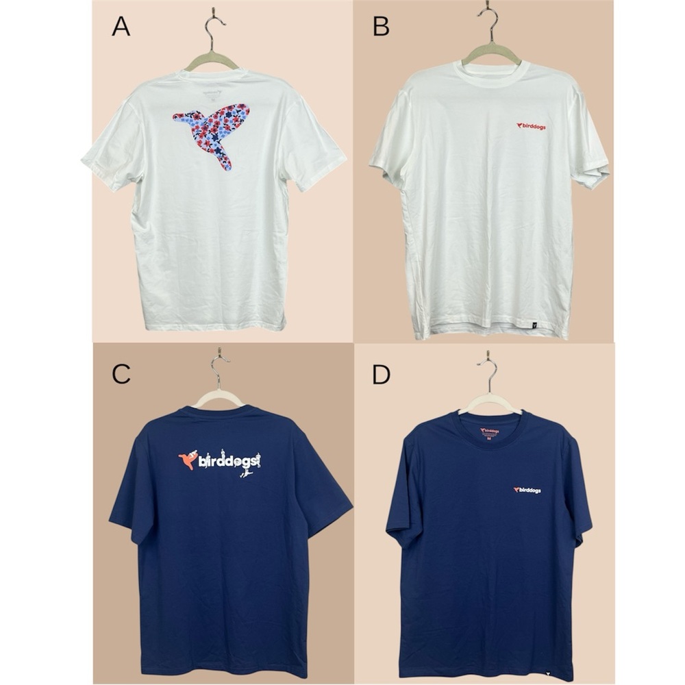 2 Birddogs Graphic SS‎ T-Shirts White and Navy SZ M